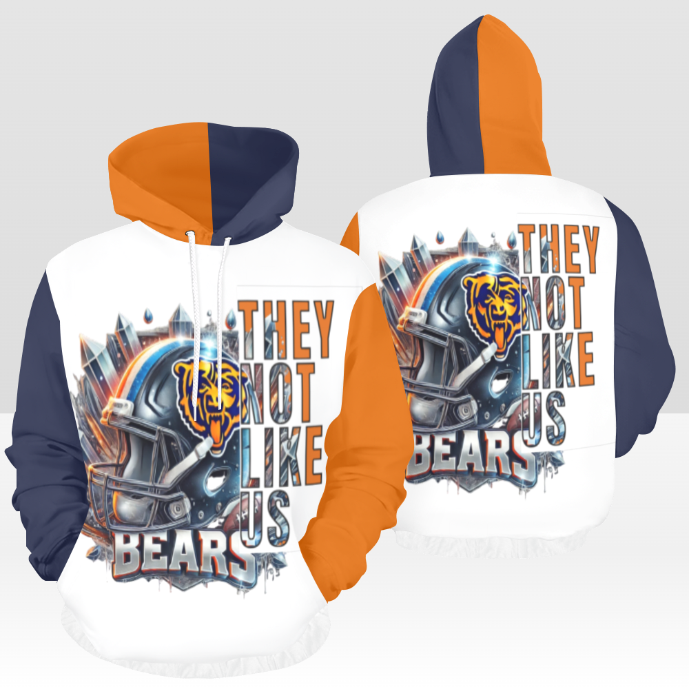 MENS BEARS GAME DAY "THEY NOT LIKE US" PULLOVER HOODIE: MULTI NAVY & ORANGE