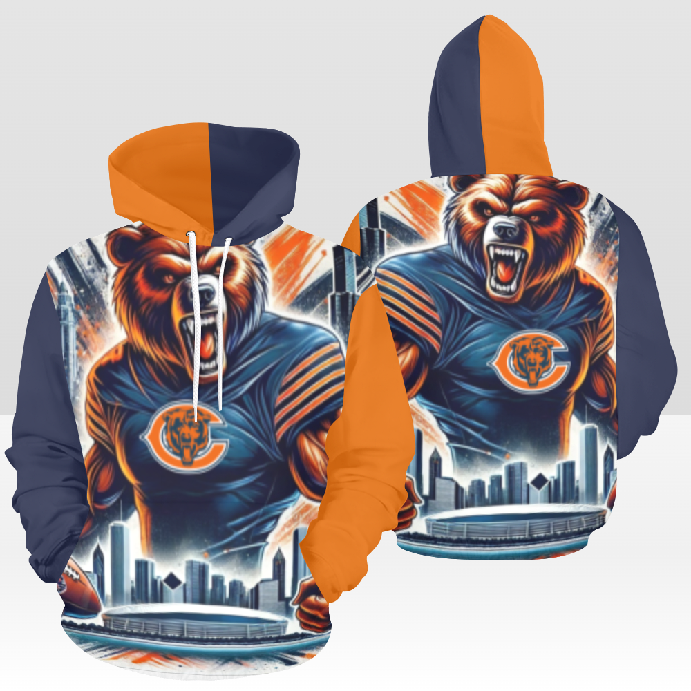 MENS BEARS GAME DAY PULLOVER HOODIE: MULTI NAVY & ORANGE