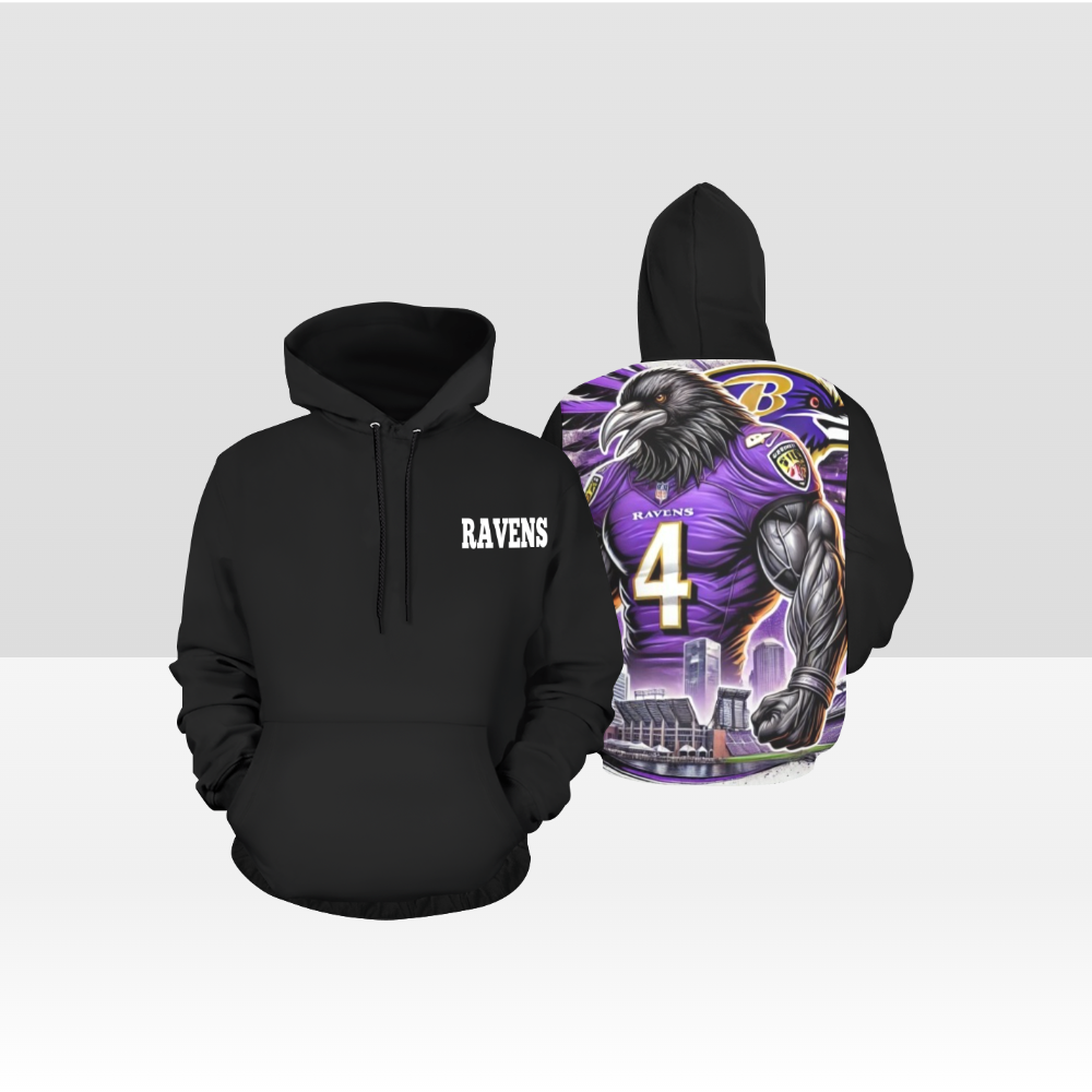 MENS RAVENS GAME DAY SOLID BLACK HOODIE