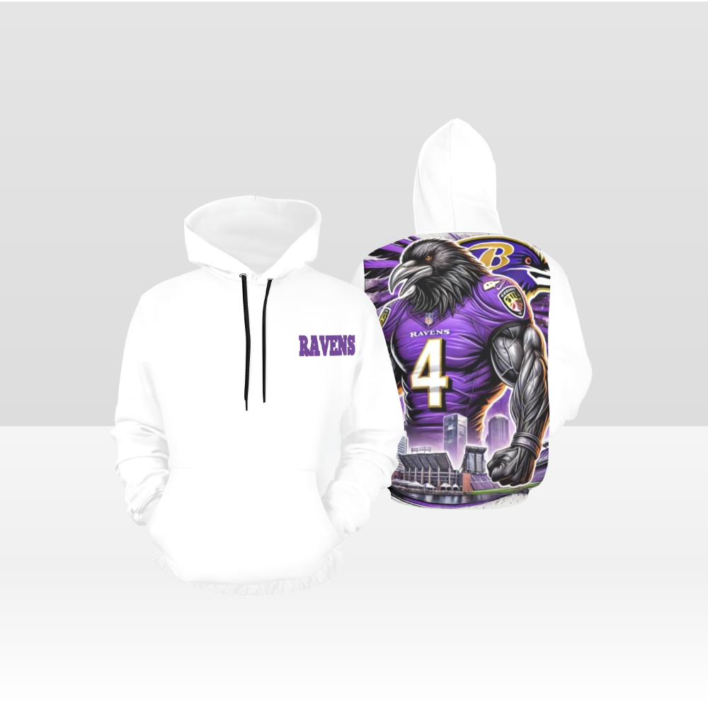 MENS RAVENS GAME DAY SOLID WHITE PULL OVER HOODIE