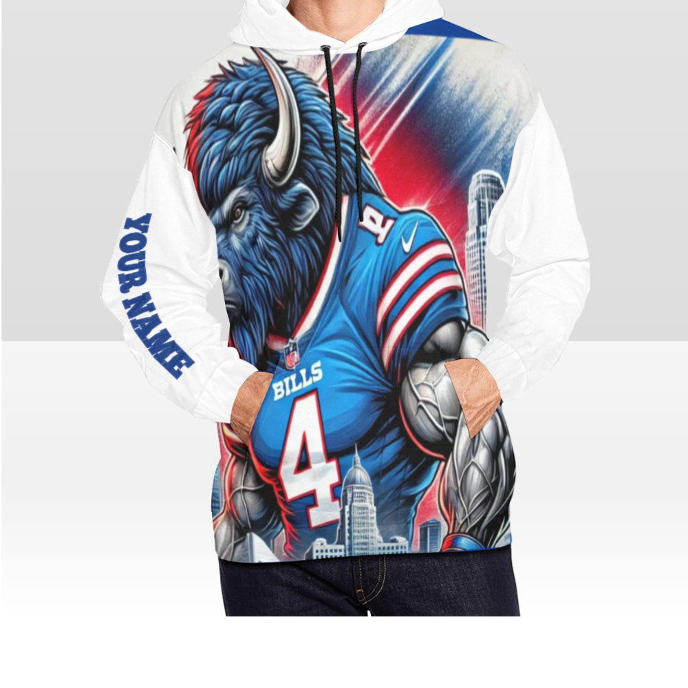 MENS BILLS GAME DAY SOLID WHITE PULL OVER HOODIE