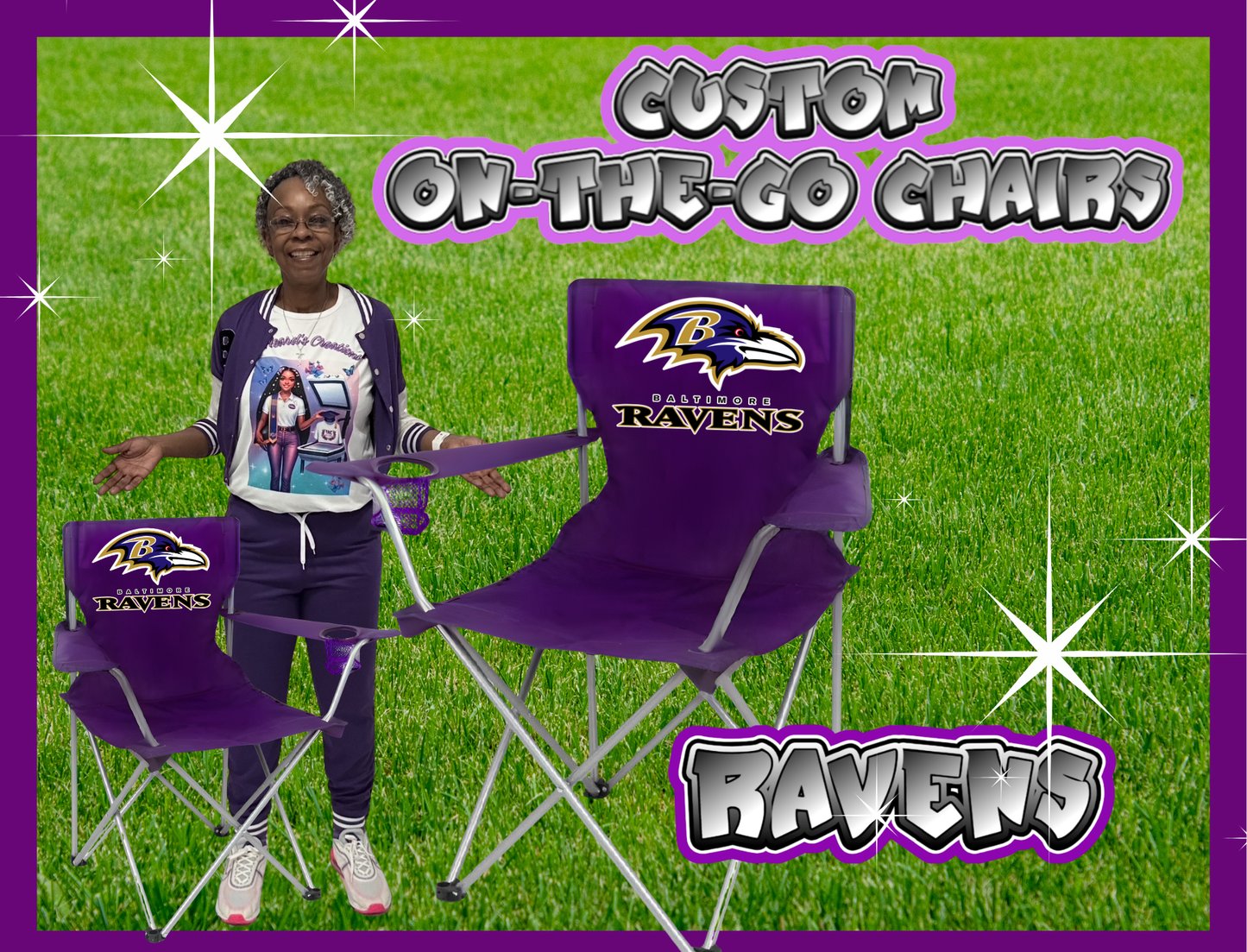 CUSTOM RAVENS ON-THE-GO CHAIR SET