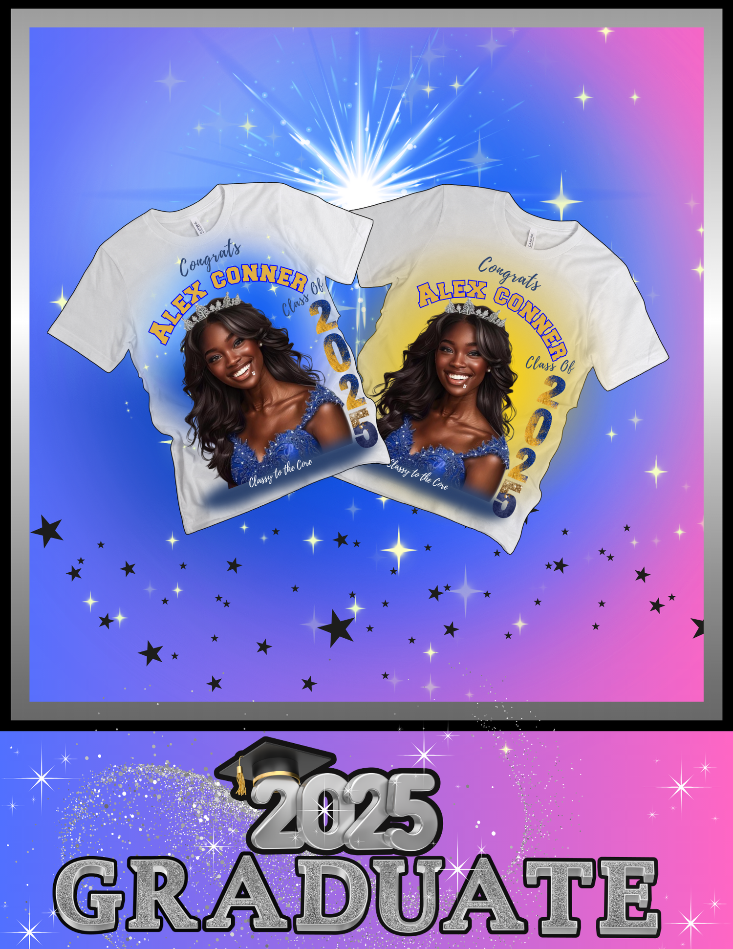 GRADUATION PERSONALIZED CENTER DESIGN T-SHIRTS