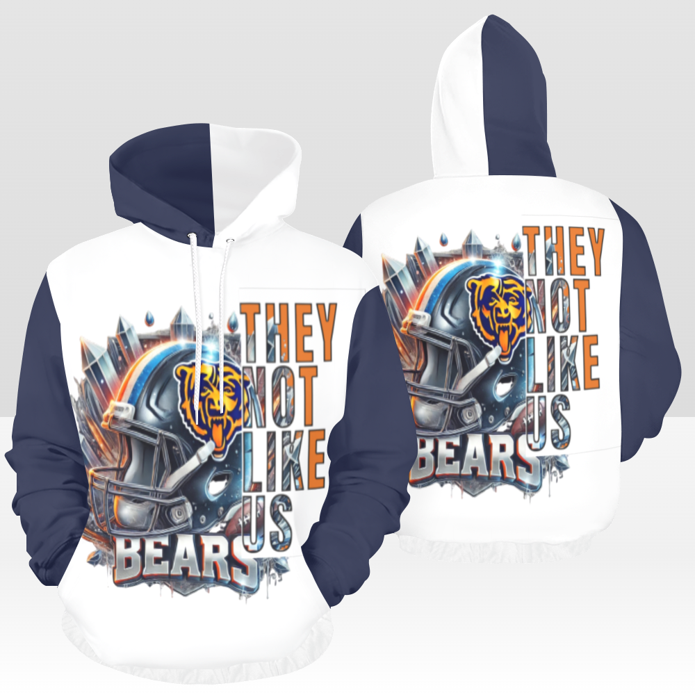 MENS BEARS GAME DAY "THEY NOT LIKE US" PULLOVER HOODIE: MULTI NAVY & WHITE