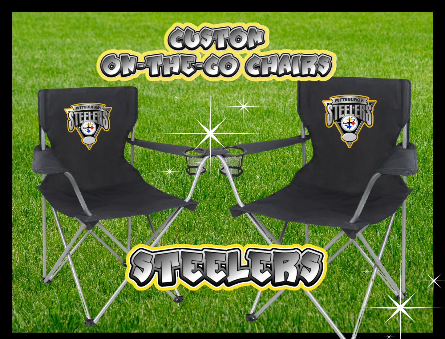 CUSTOM STEELERS ON-THE-GO CHAIR SET