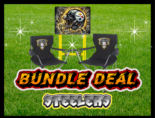 CUSTOM STEELERS CHAIR & TRAY SET