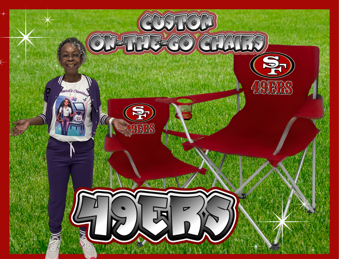 CUSTOM 49ERS ON-THE-GO CHAIR SET